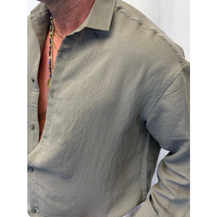 Modal Desenli Gömlek Haki