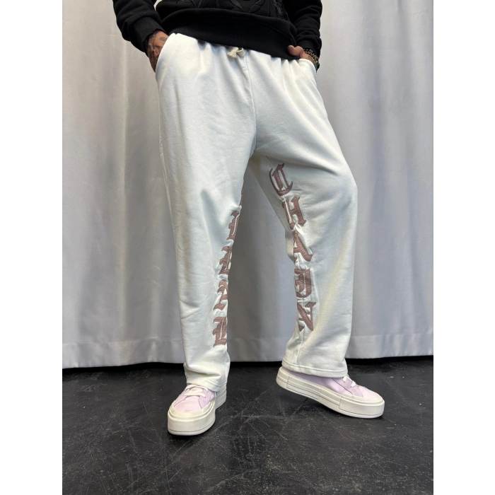 Nakış Detaylı Eşofman Altı Beyaz