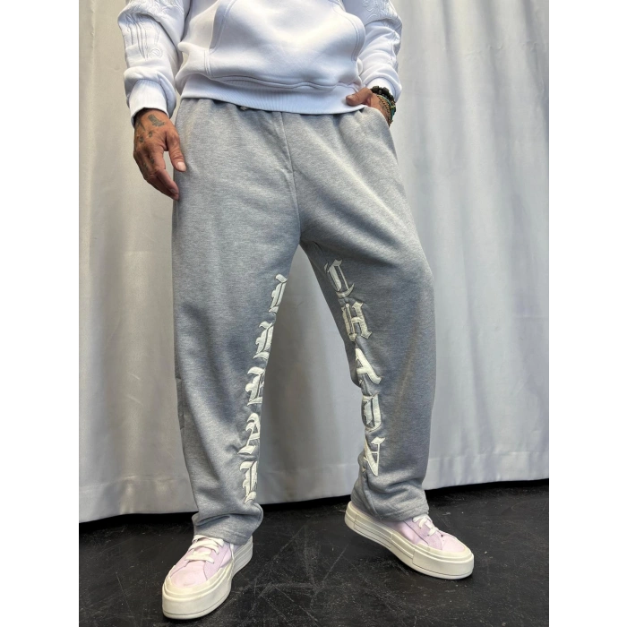 Nakış Detaylı Eşofman Altı Gri