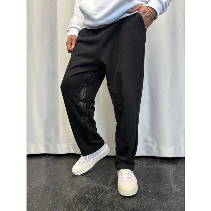 Nakış Detaylı Eşofman Altı Siyah