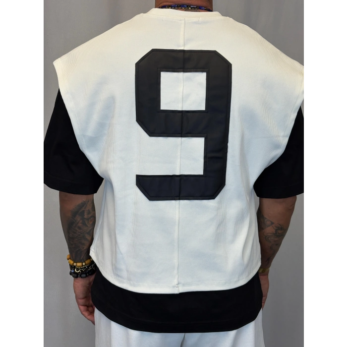 Number 9 Çift Katlı Crop + T-Shirt Beyaz
