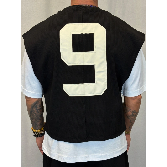 Number 9 Çift Katlı Crop + T-Shirt Siyah