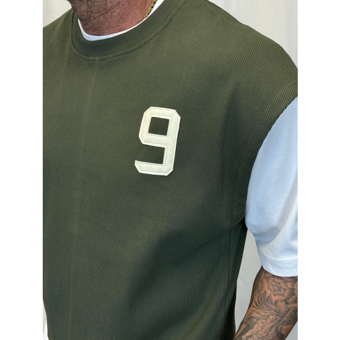 Number 9 Çift Katlı Crop + T-Shirt Yeşil