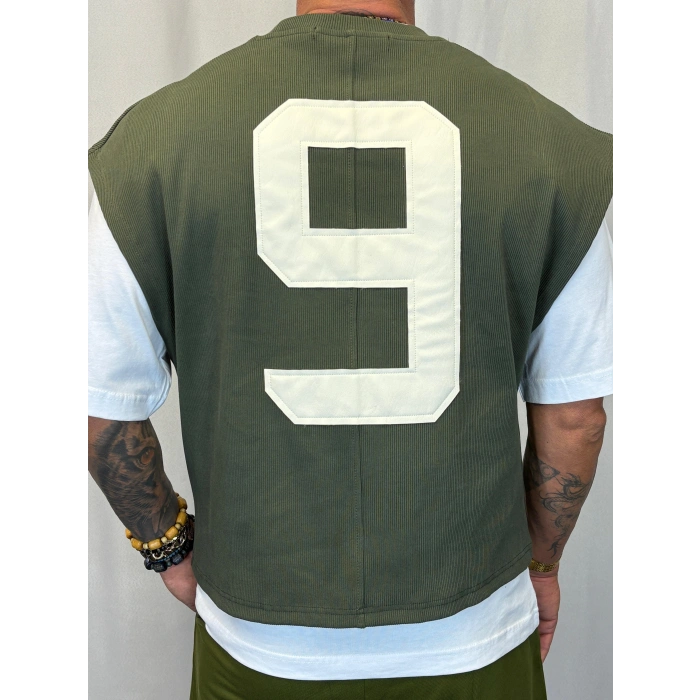 Number 9 Çift Katlı Crop + T-Shirt Yeşil