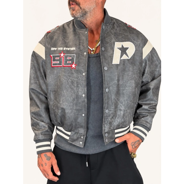Off System Vintage Crop Bomber Beyaz
