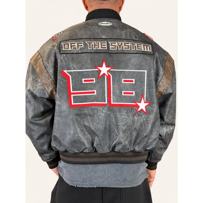 Off System Vintage Crop Bomber Kahve