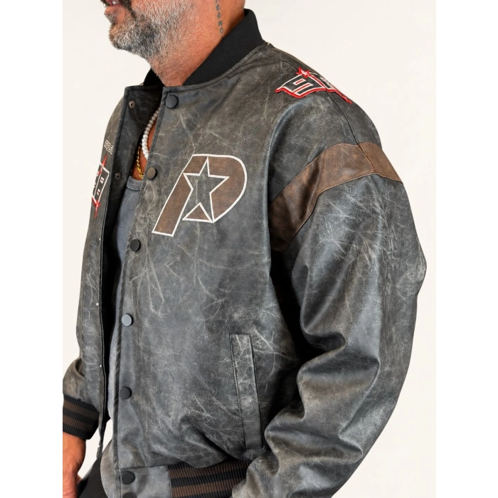 Off System Vintage Crop Bomber Kahve