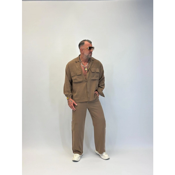 Orgnc Tencel Oversize Takım Camel