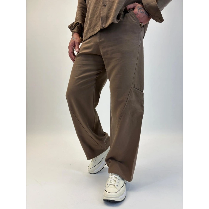 Orgnc Tencel Oversize Takım Camel