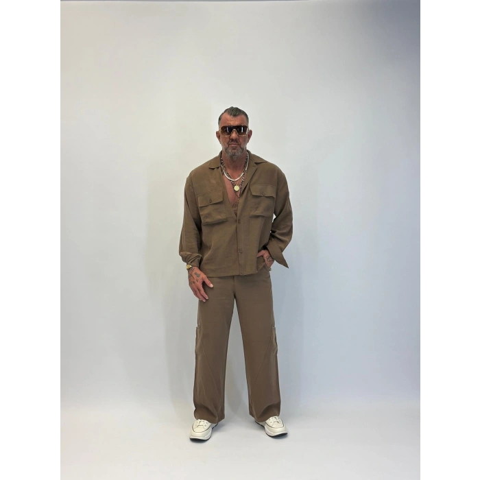 Orgnc Tencel Oversize Takım Camel