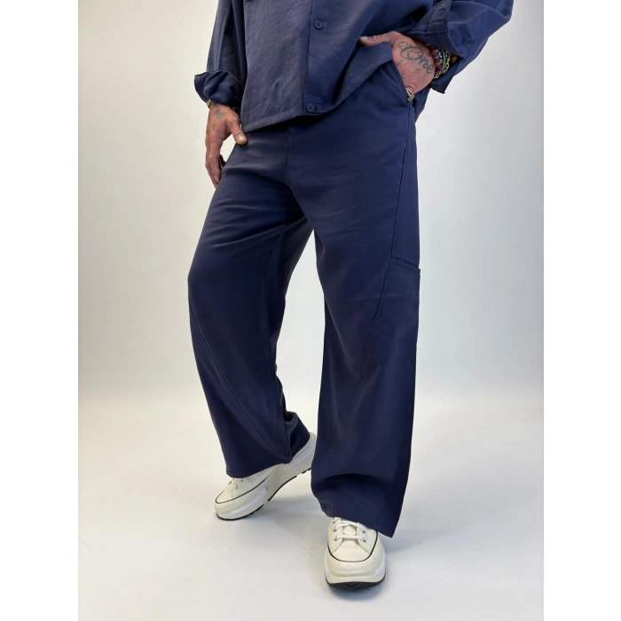 Orgnc Tencel Oversize Takım Lacivert