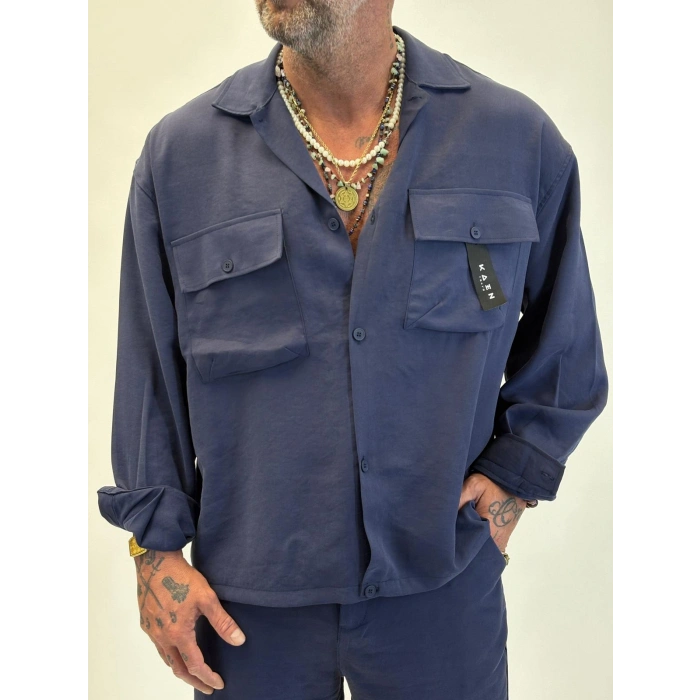 Orgnc Tencel Oversize Takım Lacivert