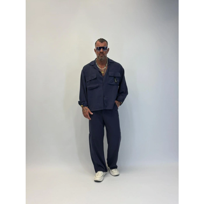 Orgnc Tencel Oversize Takım Lacivert