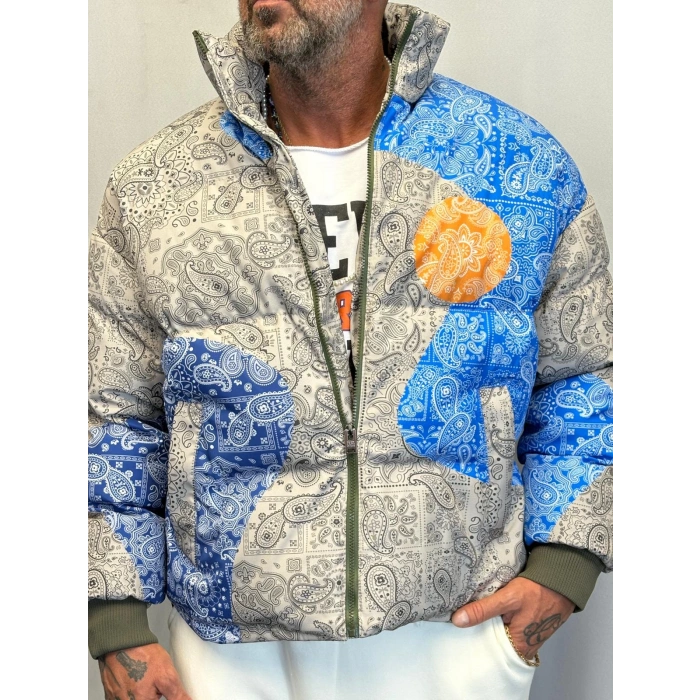 Özel Tasarım Şal Desenli Puffy Mont Bej