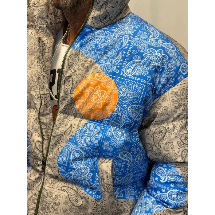 Özel Tasarım Şal Desenli Puffy Mont Bej