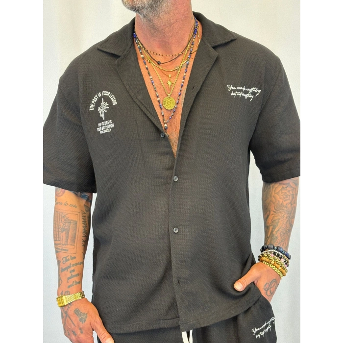 Pamuk Hasır Yıkamalı Takım Siyah