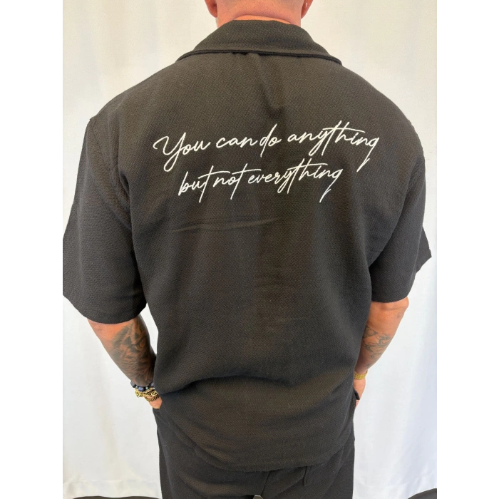 Pamuk Hasır Yıkamalı Takım Siyah