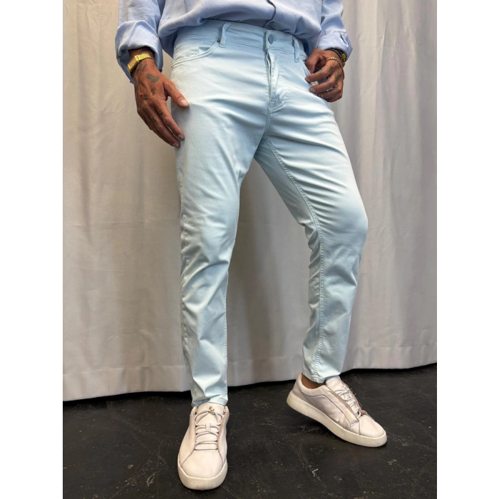 Pamuk Saten Likralı Pantolon Bebe Mavisi