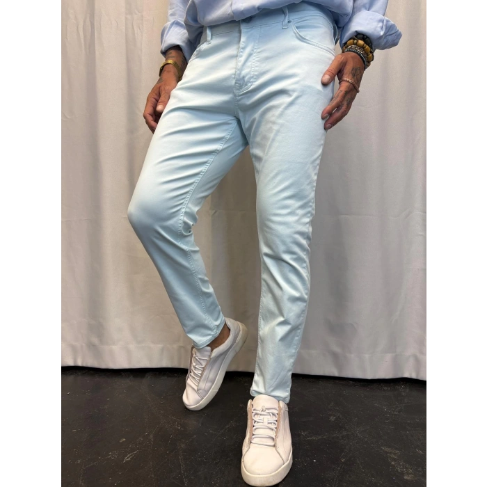 Pamuk Saten Likralı Pantolon Bebe Mavisi