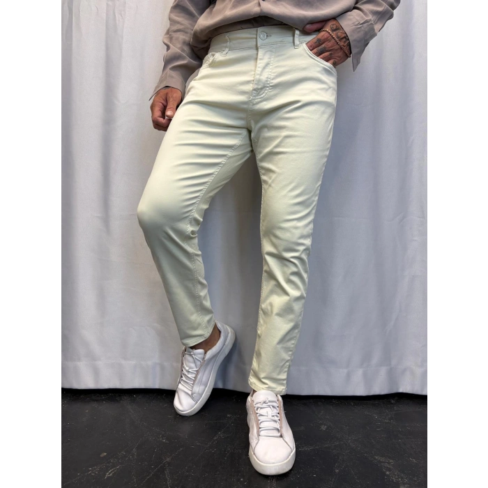 Pamuk Saten Likralı Pantolon Açık Mint