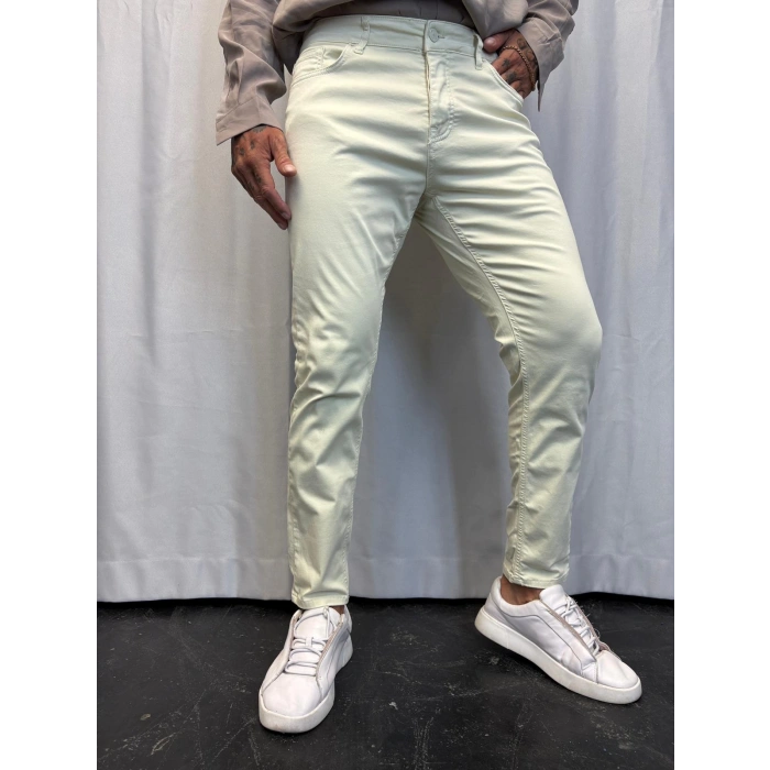 Pamuk Saten Likralı Pantolon Açık Mint