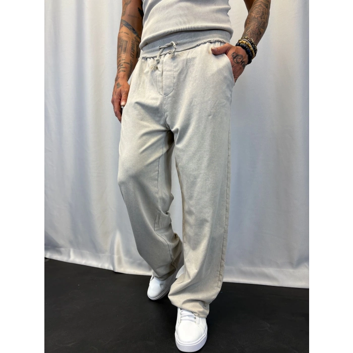 Pamuk Yıkamalı Eşofman Altı Taş