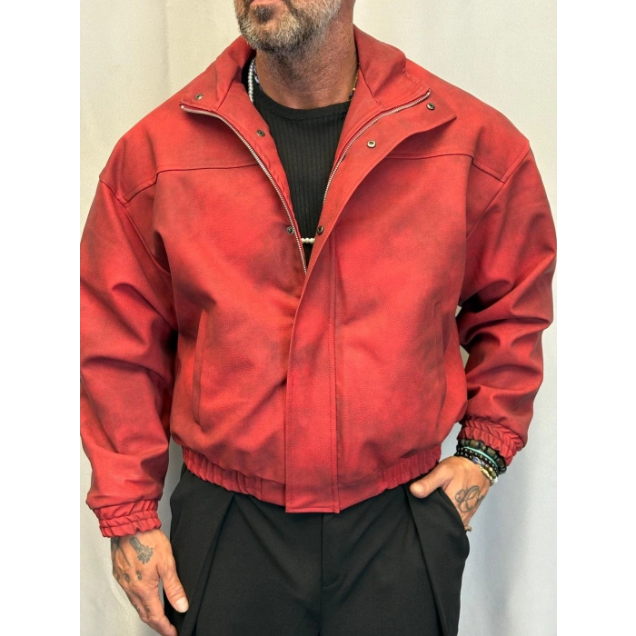 Petek Effect Pu Deri Mont Kırmızı