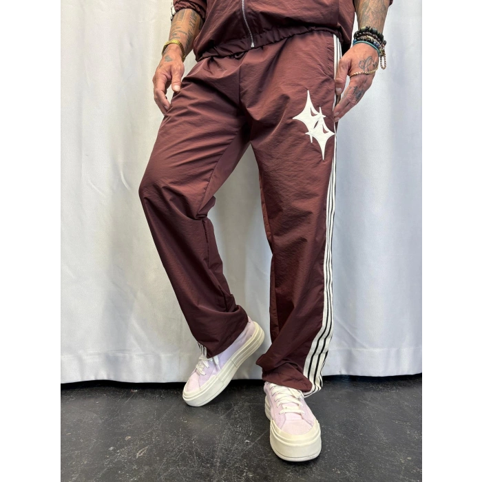 Powder Deri Nakış Detaylı Takım Kahverengi