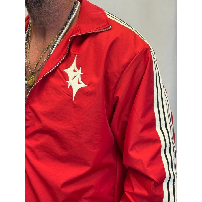 Powder Deri Nakış Detaylı Takım Kırmızı