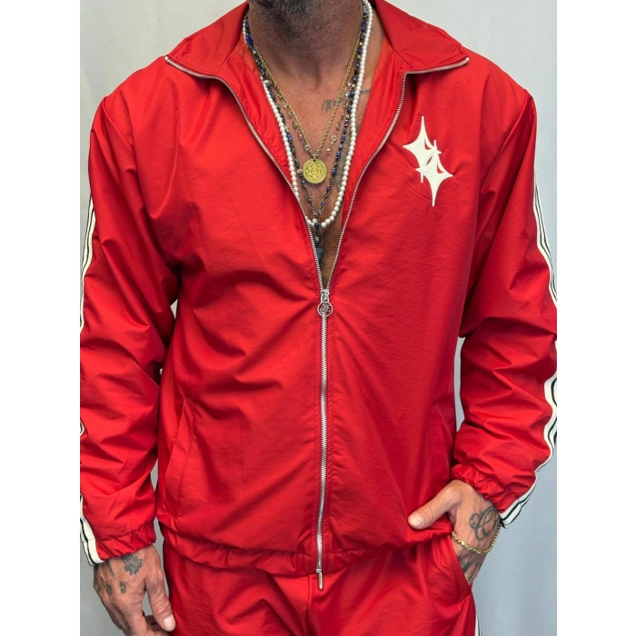 Powder Deri Nakış Detaylı Takım Kırmızı