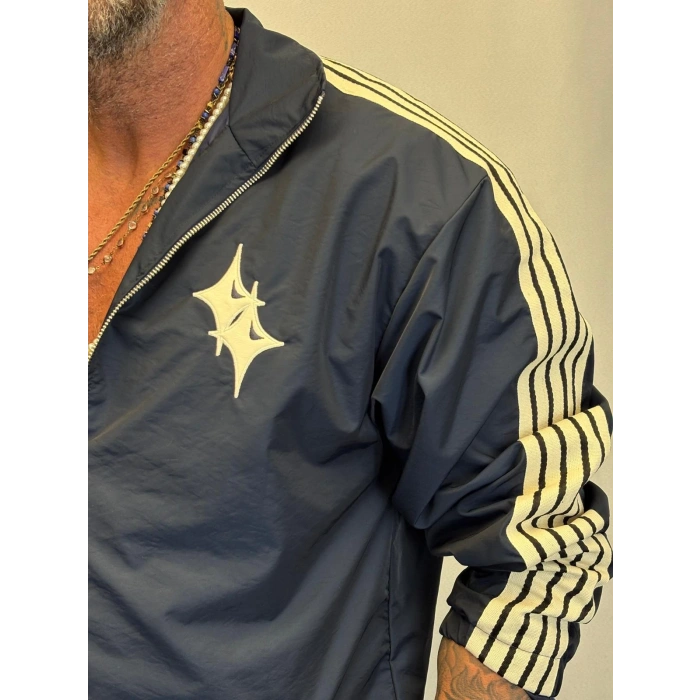 Powder Deri Nakış Detaylı Takım Lacivert