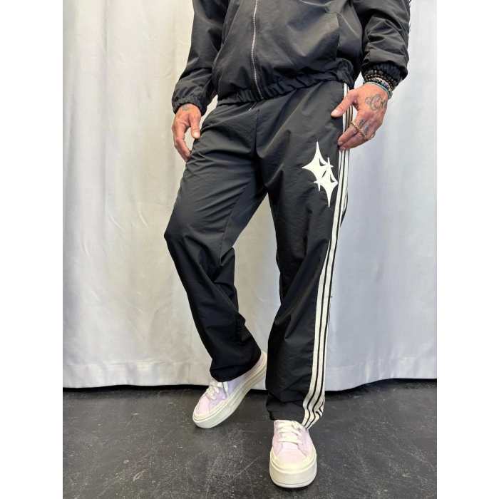 Powder Deri Nakış Detaylı Takım Siyah