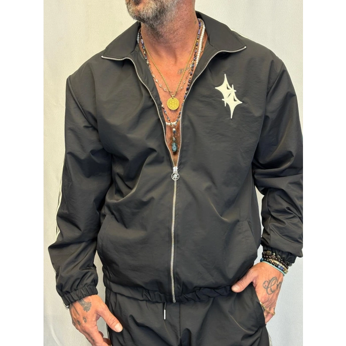 Powder Deri Nakış Detaylı Takım Siyah