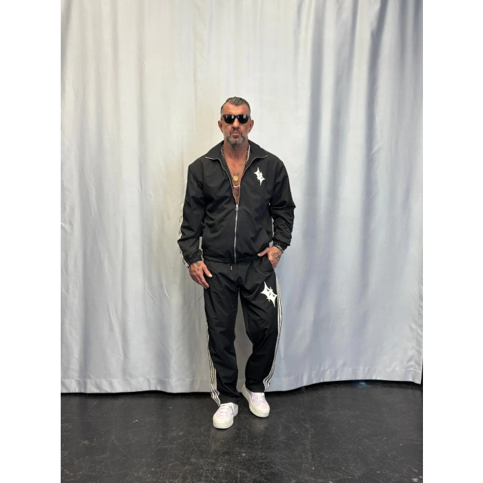 Powder Deri Nakış Detaylı Takım Siyah