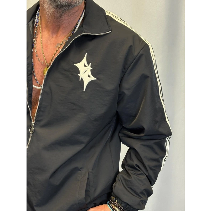 Powder Deri Nakış Detaylı Takım Siyah