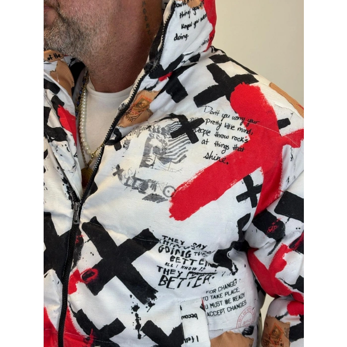 Puffer Mont Beyaz Karışık Renk