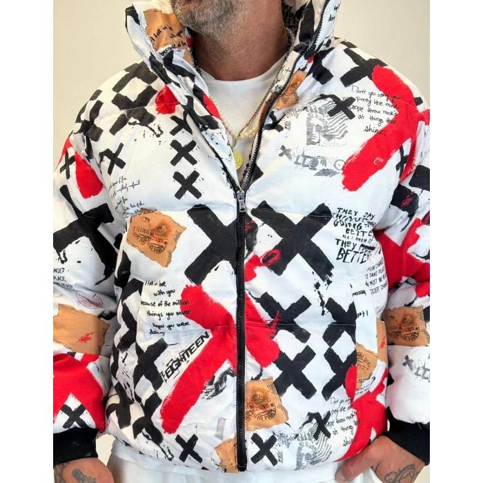 Puffer Mont Beyaz Karışık Renk