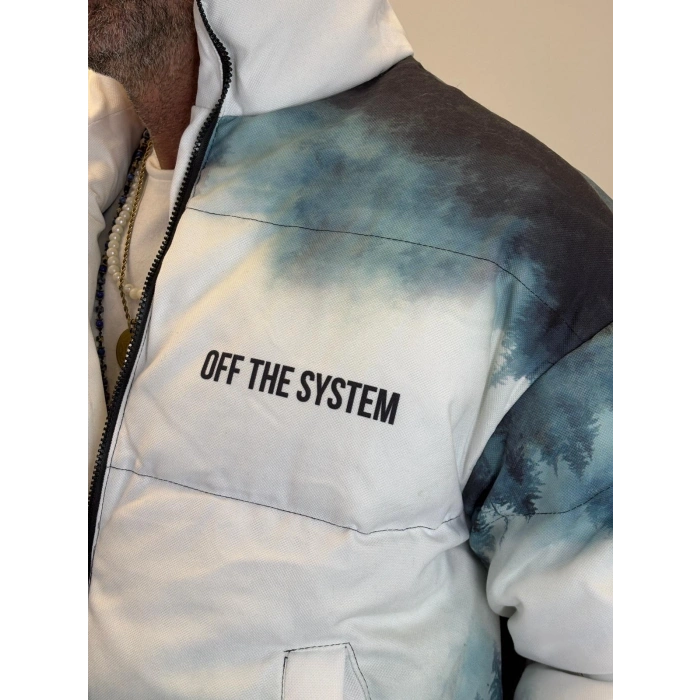 Puffer Mont Beyaz Desenli