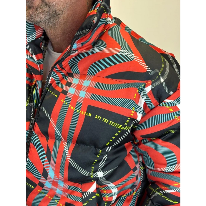 Puffer Mont Siyah Desenli