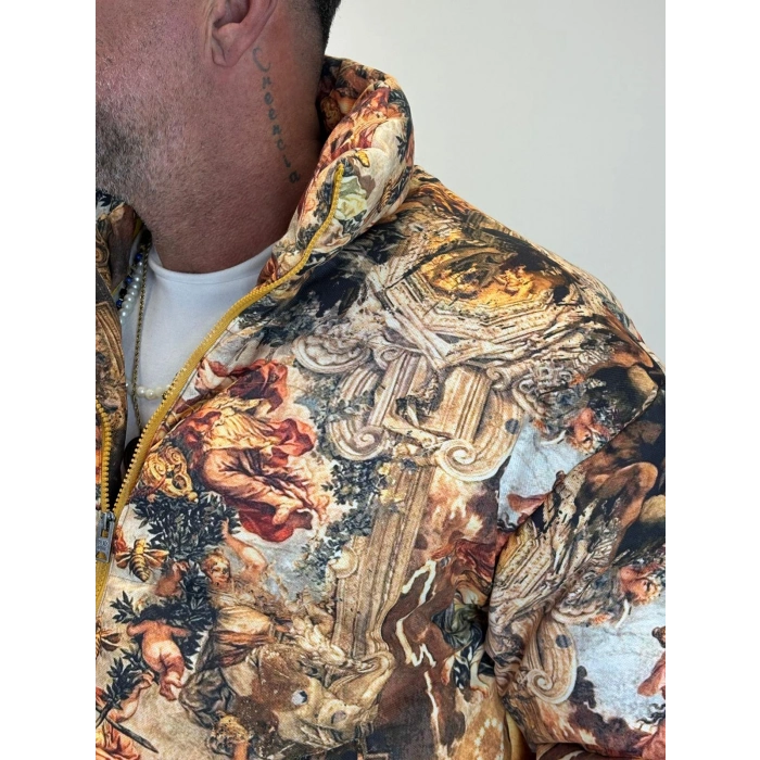 Puffer Mont Sarı Desenli