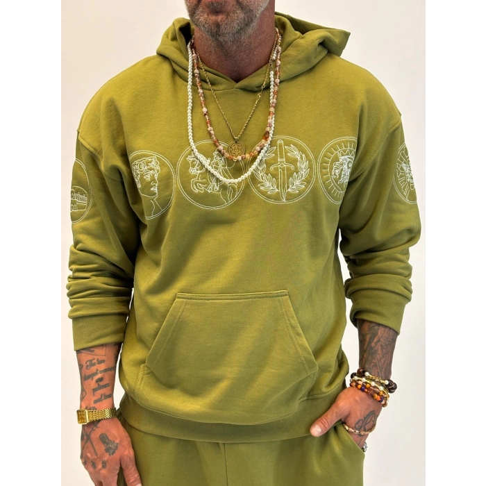 Rome Icon Hoodie Yağ Yeşili