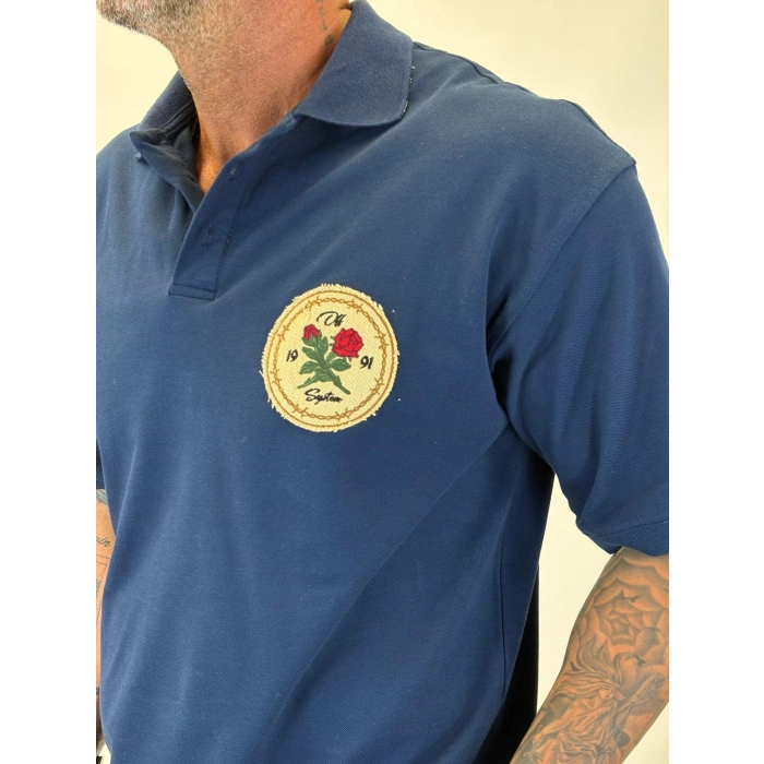 Rose Polo Yaka T-shirt Lacivert