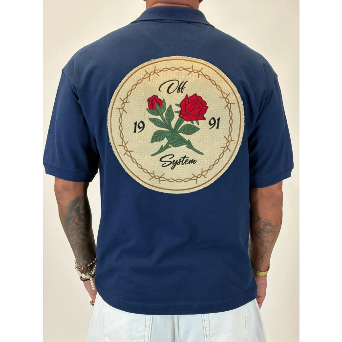Rose Polo Yaka T-shirt Lacivert
