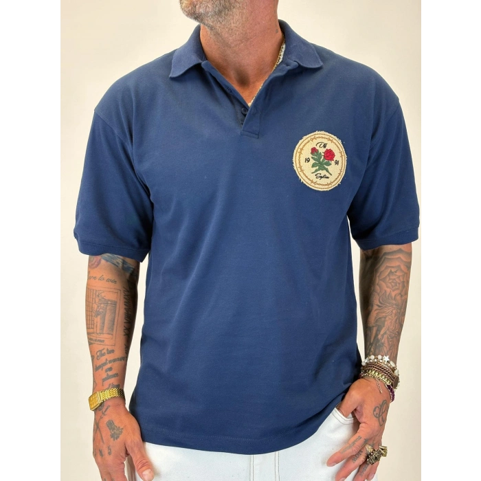 Rose Polo Yaka T-shirt Lacivert