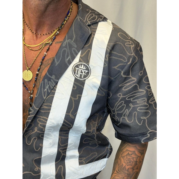 Saten Çizgili Takım Antrasit