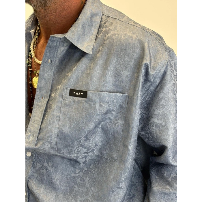 Saten Jakarlı Gömlek Silver