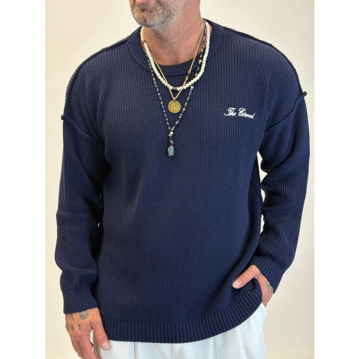 Sırt Nakışlı Kazak Lacivert