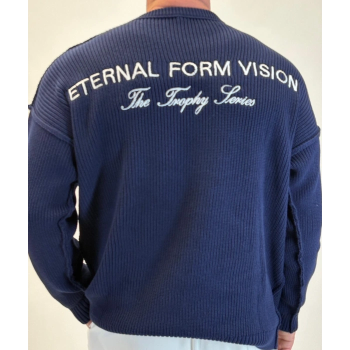 Sırt Nakışlı Kazak Lacivert