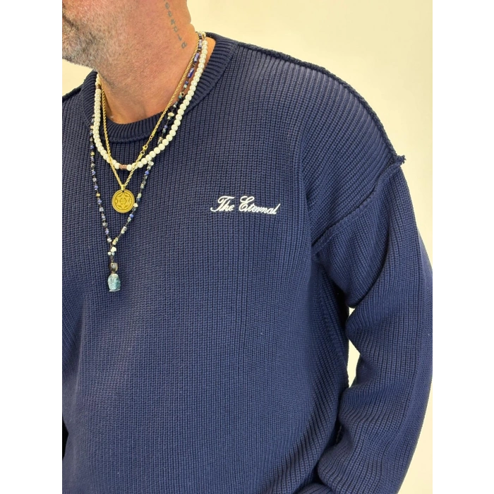 Sırt Nakışlı Kazak Lacivert