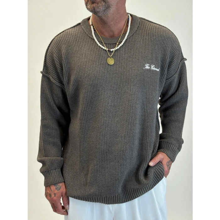 Sırt Nakışlı Kazak Kahverengi